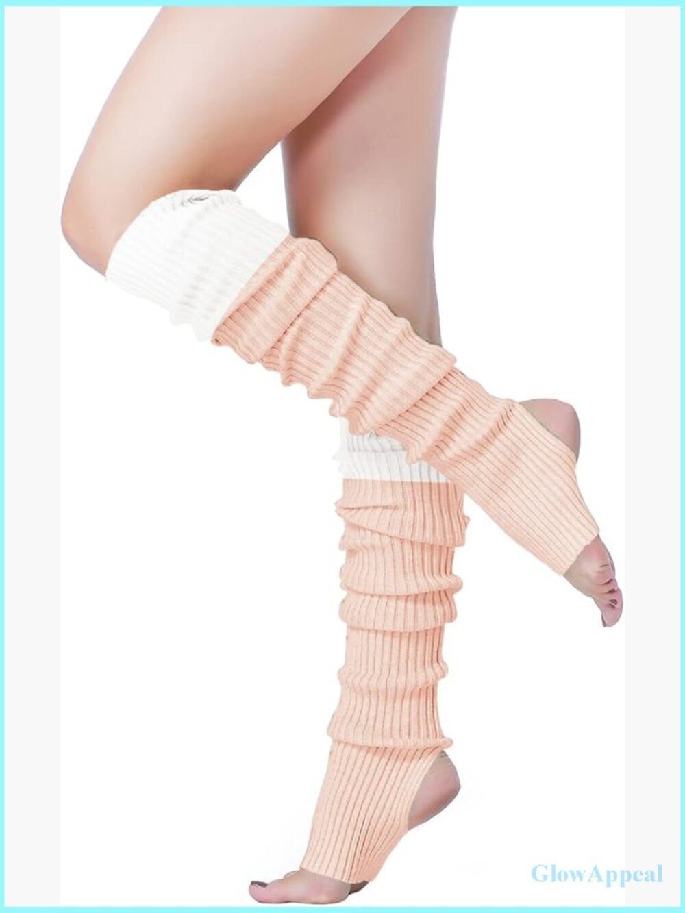 28in Long Over Knee Stirrup Leg Warmers Ribbed Knit Dance Yoga